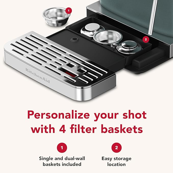 KitchenAid Semi Automatic Espresso Machine with Burr Grinder, 2.5L, Juniper, KES6551JP