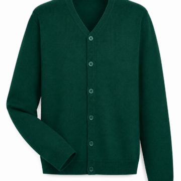 Dark Green V-Neck Button-Front Knit Cardigan