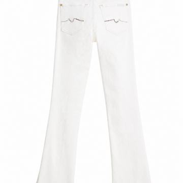 White Flared Jeans with Zigzag Stitch Back Pockets