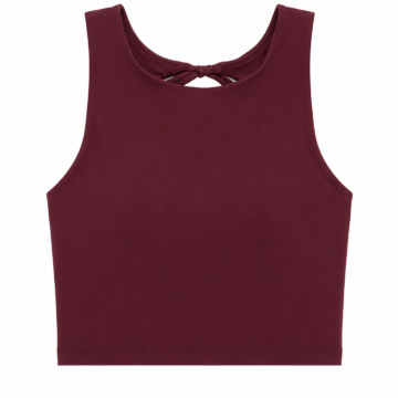 Burgundy Sleeveless Crop Top with Twist Back