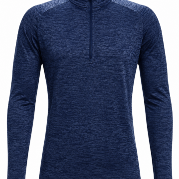 Heathered Navy Quarter-Zip Pullover with Mock Neck