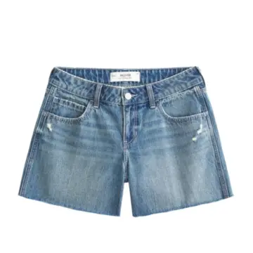 Medium-Wash High-Rise Distressed Denim Shorts