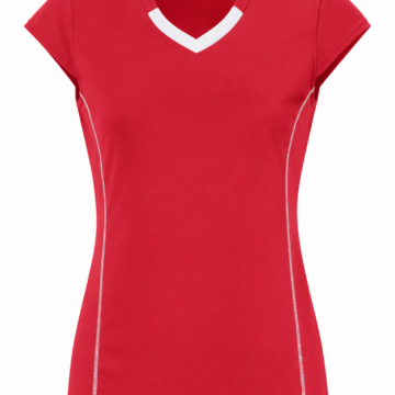 Red Fitted Cap-Sleeve Active Top with Contrast Trim
