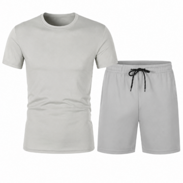 Light Grey Cotton Tee and Shorts Lounge Set