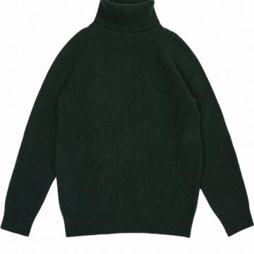 Dark Green Oversized Ribbed Turtleneck Sweater