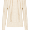 Cream Fitted Cable Knit Crew Neck Sweater