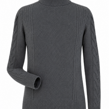 Dark Grey Regular Fit Textured Turtleneck Sweater