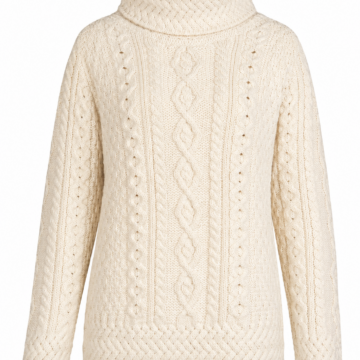 Ivory Regular Fit Cable Knit Cowl Neck Sweater