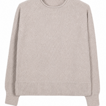 Oatmeal Textured Diagonal Pattern Crew Neck Sweater