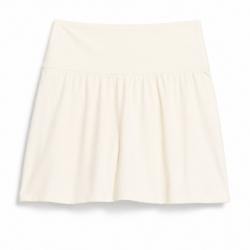 Off-White Pleated Mini Skirt with Fitted Waistband
