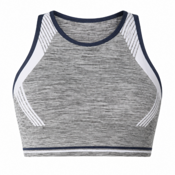 Grey Heather Sports Bra with White Side Panels