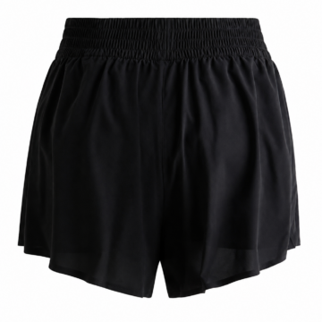 Black Smocked Waist Wide-Leg Shorts