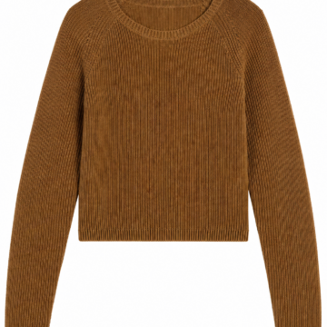 Medium Brown Cropped Ribbed Sweater
