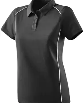 Dark Gray Women's Pullover Polo Shirt with White Piping
