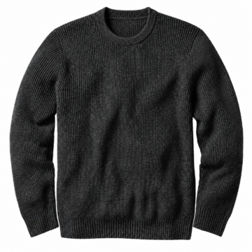 Dark Charcoal Grey Ribbed Crew Neck Sweater