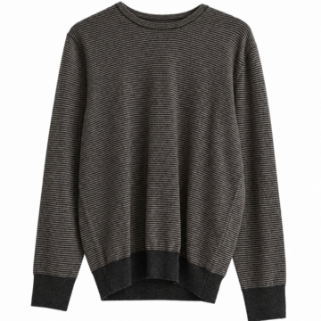 Charcoal Grey Stripe Crew Neck Knit Sweater