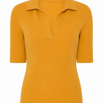 Mustard Yellow Slim Fit Ribbed Polo Top