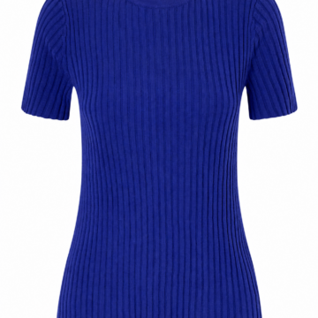 Royal Blue Ribbed Knit Short-Sleeve Top