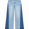 Two-Tone Color-Block Wide-Leg High-Rise Jeans
