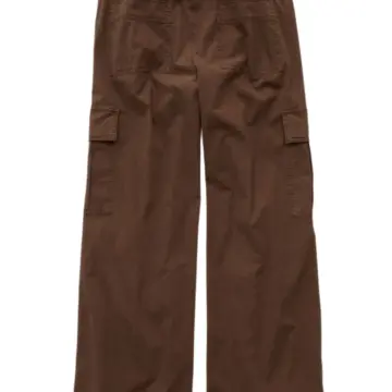 Brown Wide-Leg Cargo Pants with Elastic Waist