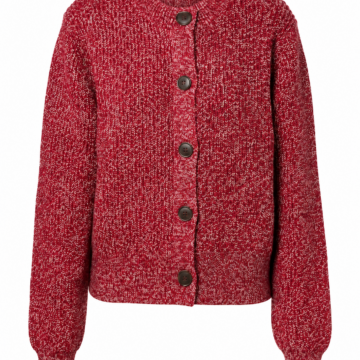 Deep Red Marled Cardigan with Wood Buttons