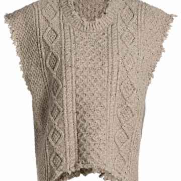 Beige Diamond Cable Knit Sleeveless Vest