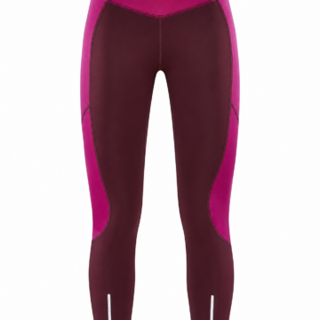 Burgundy Magenta High-Waisted Color-Block Leggings