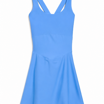 Light Blue Fit-and-Flare Sleeveless Dress with V-Neck