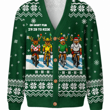 Green V-Neck Reindeer Pattern Button-Front Cardigan