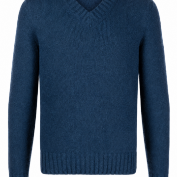 Dark Blue V-Neck Long Sleeve Knit Sweater