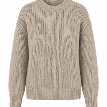 Light Beige Chunky Crewneck Relaxed Sweater