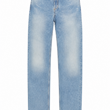Light Blue High-Rise Straight-Leg Jeans with Fading