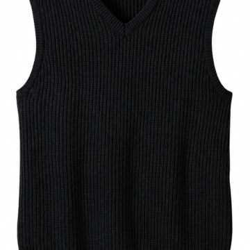 Black Ribbed Sleeveless V-Neck Sweater Vest