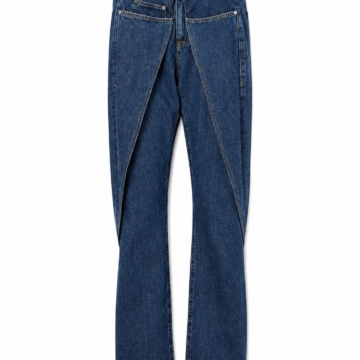Dark Wash Asymmetric Stitch Straight Jeans
