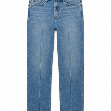 High-Rise Straight-Leg Jeans in Medium Wash Blue
