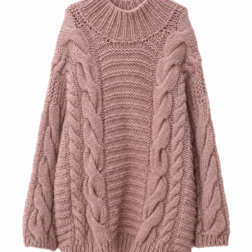 Dusty Rose Oversized Cable Knit Sweater