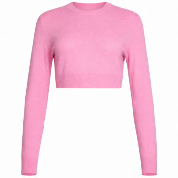 Light Pink Cropped Crew Neck Sweater with Slim Fit
