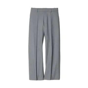 Grey Straight-Leg Trousers with Front Crease