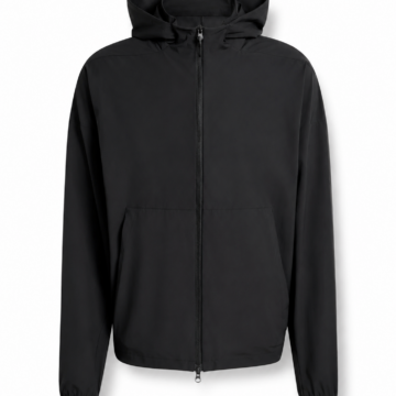 Black Relaxed Fit Hooded Jacket with Full Zip
