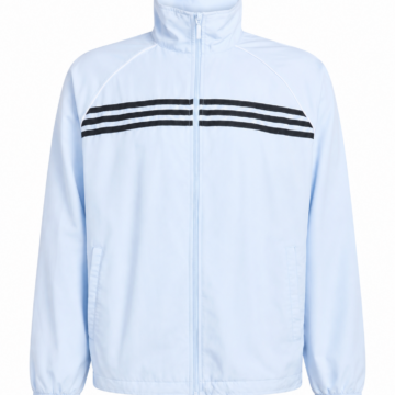 Light Blue Regular Fit Track Jacket with Black Stripes