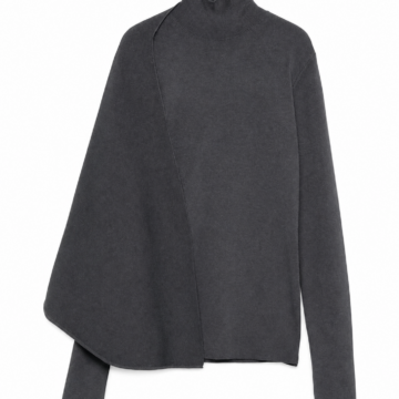 Charcoal Grey Oversized Asymmetrical Poncho Knit Top