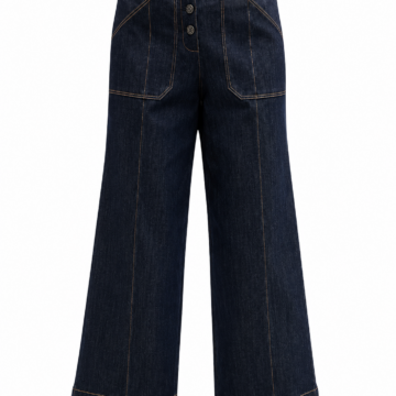 Dark Indigo High-Rise Wide-Leg Patch Pocket Jeans