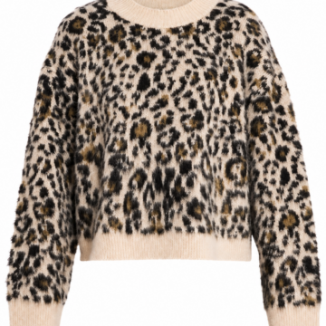 Cream Leopard Print Relaxed Pullover Sweater