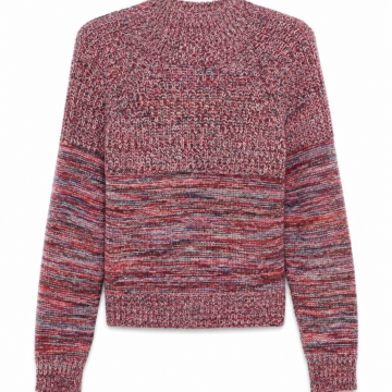 Marled Red Burgundy Grey Cream Knit Sweater