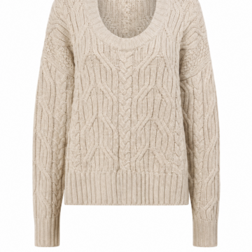 Light Oatmeal Cable Knit Sweater