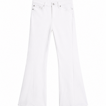White Flared High-Rise Jeans with Classic Five-Pocket Styling