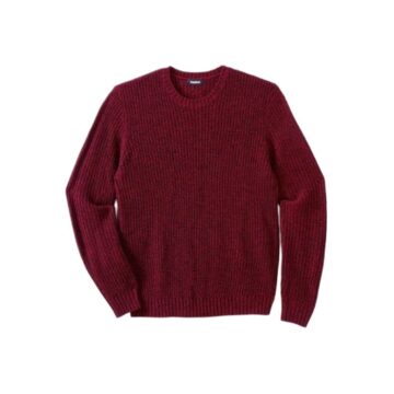 Dark Burgundy Chunky Ribbed Crewneck Sweater