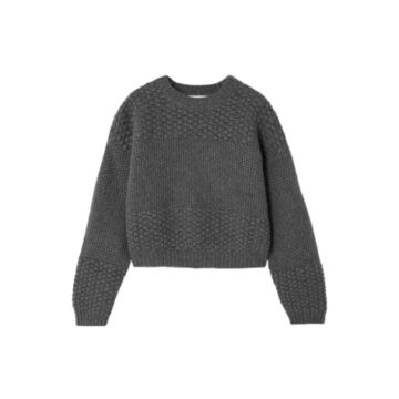 Dark Grey Waffle Knit Cropped Boxy Sweater