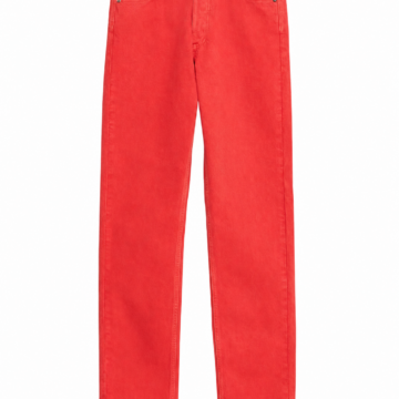 Solid Red Straight-Leg Classic Denim Jeans