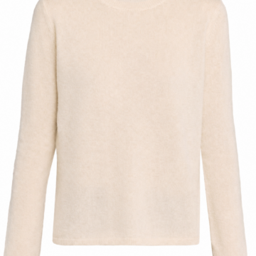 Cream Solid Fine-Gauge Crew Neck Knit Sweater